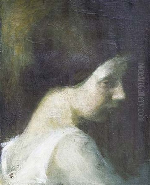 Portrait De Jeune Fille Oil Painting by Henri-Joseph Castaing