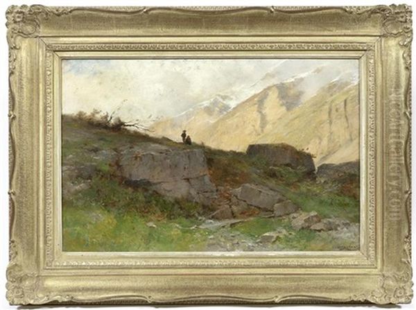Berglandschaft. Moivoisin. Vallie De Bagnes Oil Painting by Gustave Eugene Castan