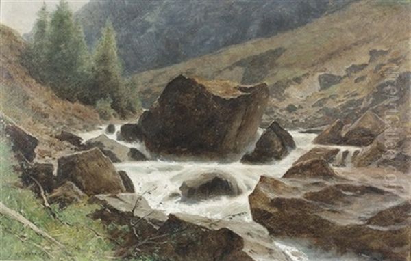 A Randa, Vallee De Zermatt, Valais Oil Painting by Gustave Eugene Castan
