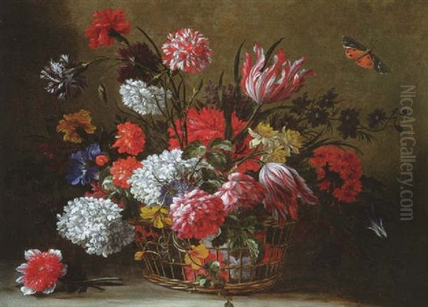 Corbeille De Fleurs Oil Painting by Pieter Casteels III