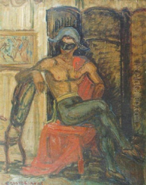 Arlequin En El Atelier Oil Painting by Carlos Alberto Castellanos