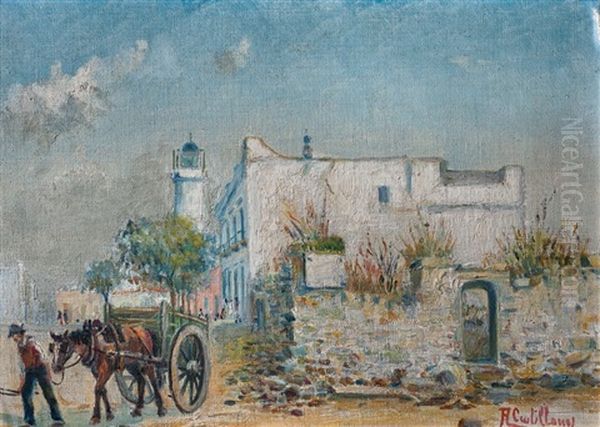 Escena Colonial Oil Painting by Roberto Castellanos