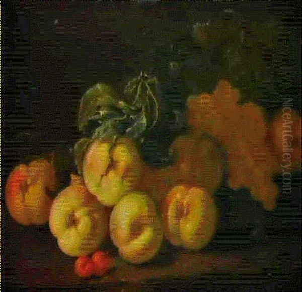 Natura Morta Di Pesche E Uva Oil Painting by Giovanni Paolo Castelli (lo Spadino)
