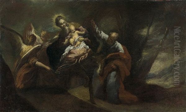Flucht Nach Agypten Oil Painting by Valerio Castello