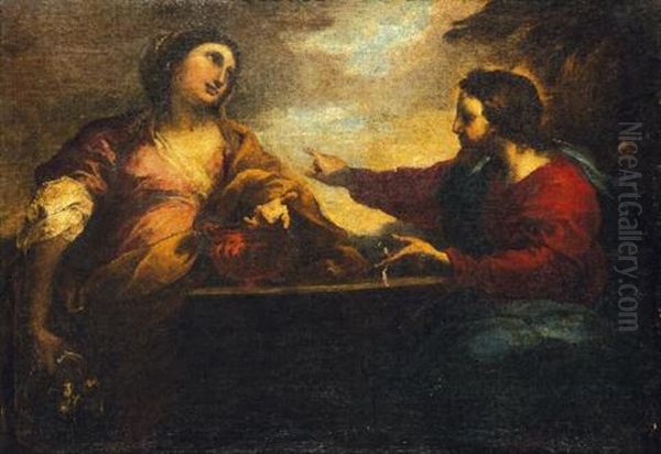 Cristo E La Samaritana Oil Painting by Valerio Castello