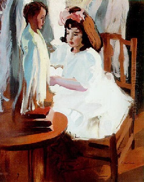 Dressing The Doll Oil Painting by Claudio Castelucho