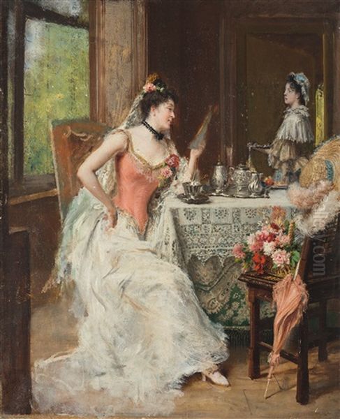 Dame Beim Kaffee Oil Painting by Giuseppe Castiglione