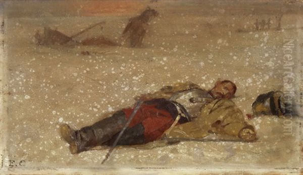 Gefallener Krieger Bei Les Verriers Oil Painting by Edouard Castres