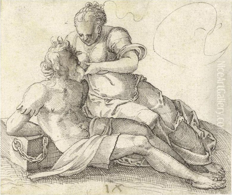 Roman Charity Oil Painting by Jost Amman