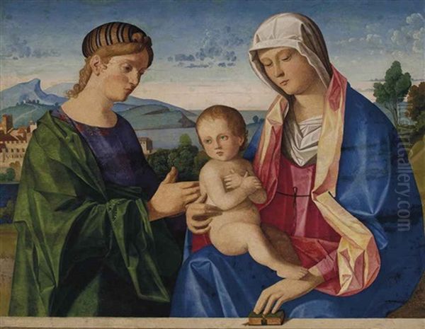 The Virgin And Child With A Female Saint Oil Painting by Vincenzo di Biagio Catena