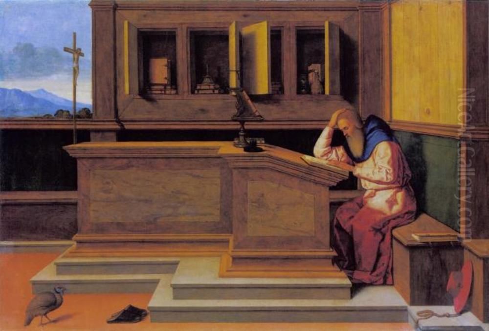 Saint Jerome In His Study Oil Painting by Vincenzo di Biagio Catena