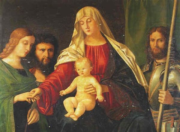 The Mystic Marriage Of Saint Catherine With Saints John The Baptist And Michael Oil Painting by Vincenzo di Biagio Catena