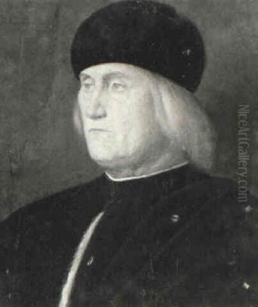 Portrait Of A Gentleman Wearing Black, Fur Trimmed Tunic Oil Painting by Vincenzo di Biagio Catena