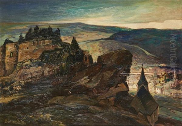 Vue Plongeante En Ardennes Oil Painting by Paul Cauchie