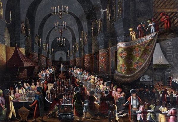 Le Festin De Balthazar Oil Painting by Louis de Caullery