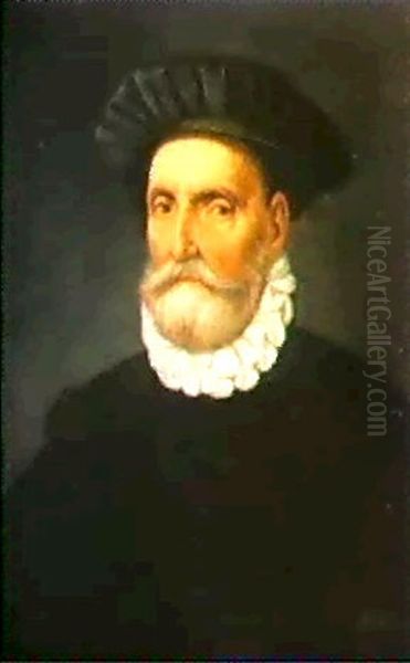 Ritratto Di Uomo In Nero Con Berretto Oil Painting by Giovanni Paolo Cavagna