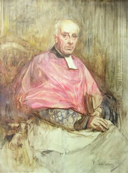 Ritratto Del Canonico Monsignor Giuseppe Casalegno Oil Painting by Vittorio Cavalleri
