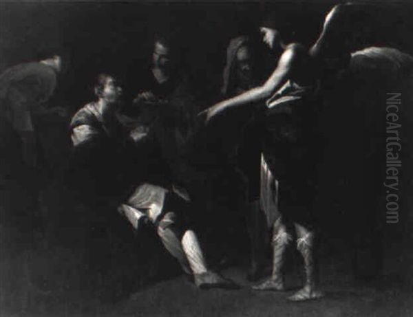 The Healing Of Blind Tobit Oil Painting by Bernardo Cavallino