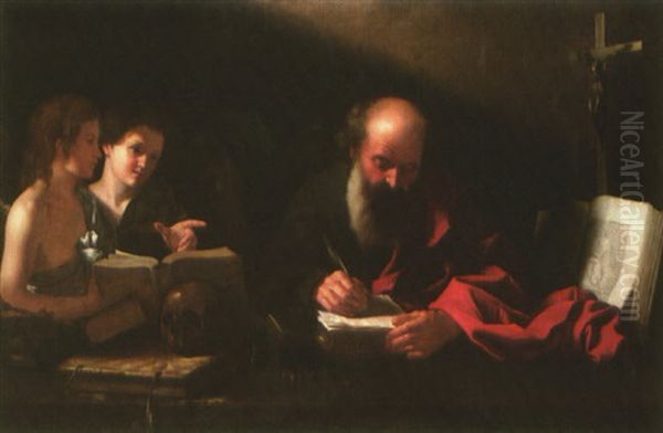 San Matteo E L'angelo Oil Painting by Bartolomeo Cavarozzi