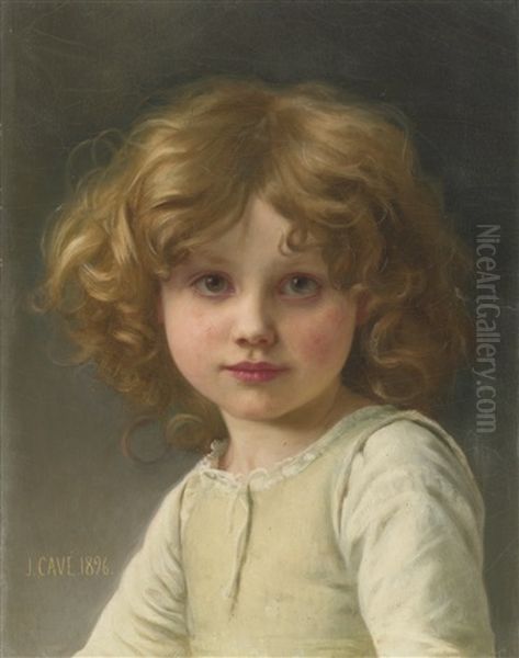 Young Girl With Curly Hair Oil Painting by Jules Cyrille Cave