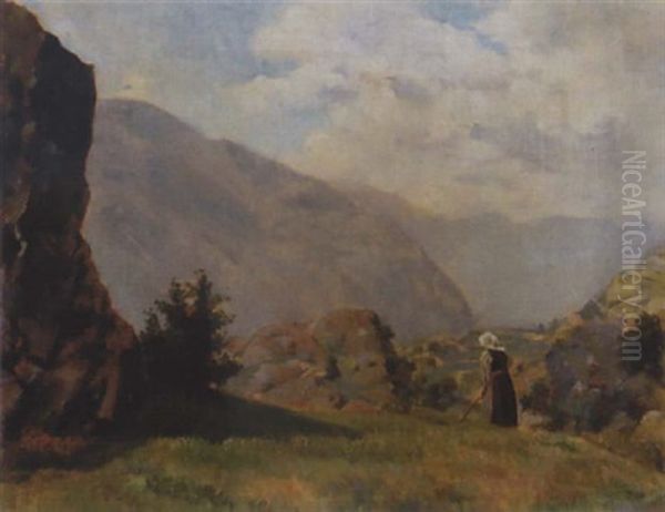 Bauerin Bei Der Feldarbeit Oil Painting by Alvar Cawen
