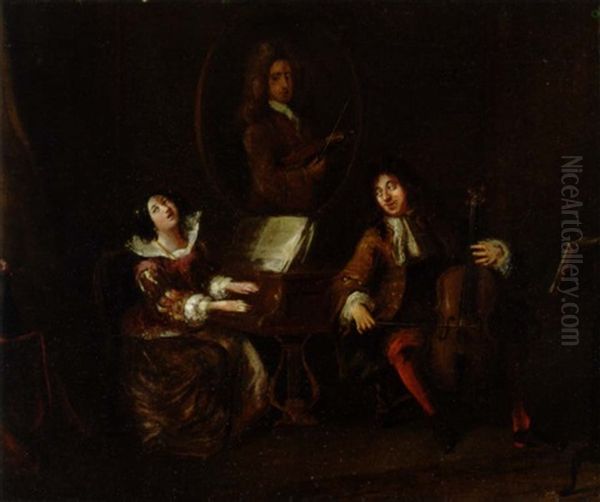 A Scene In The Opera. Il Fernatico Per La Musica Composed By Mayer. Musicerende Par Oil Painting by John Cawse