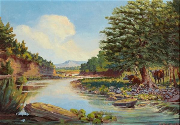 Middle Concho River Oil Painting by Harvey Wallace Caylor
