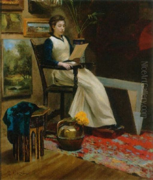 Dans L'atelier Oil Painting by Louis M. Cazet