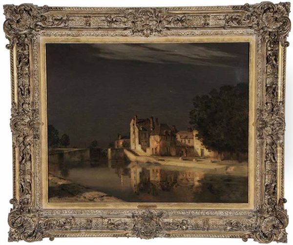 Moonlit Canal Oil Painting by Jean-Charles Cazin