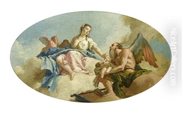 An Allegory With Venus And Time Oil Painting by Costantino Cedini