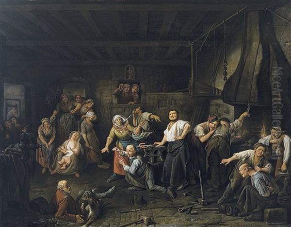 The Tooth Is Pulled (1849) Oil Painting by Francois Celestin