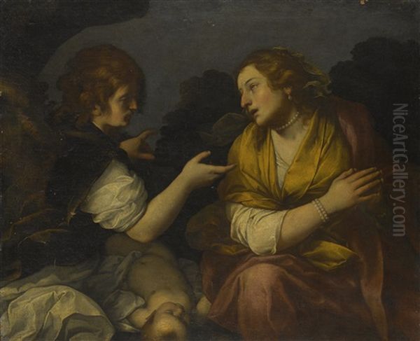 The Angel Appearing To Hagar And Ishmael Oil Painting by Carlo Ceresa