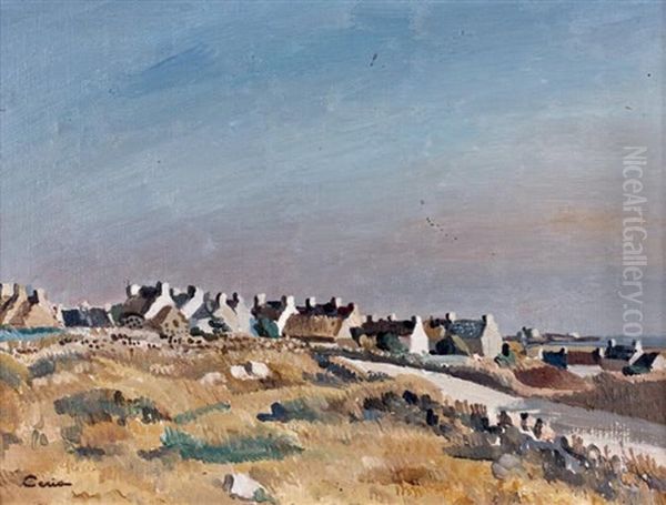 Village Breton Oil Painting by Edmond Ceria