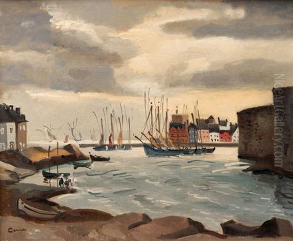 L'avant-port Oil Painting by Edmond Ceria