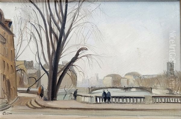 Paris, Les Quais Et L'ile Saint-louis Oil Painting by Edmond Ceria