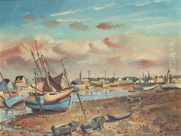Le Port A Maree Basse Oil Painting by Edmond Ceria