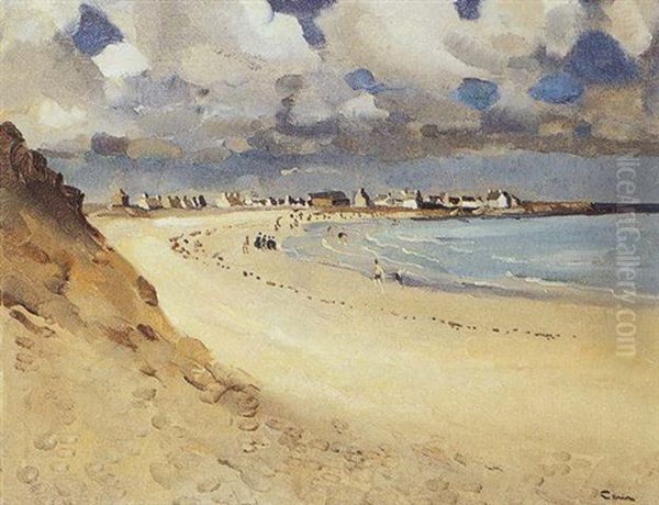 Plage De Saint-guenole Oil Painting by Edmond Ceria