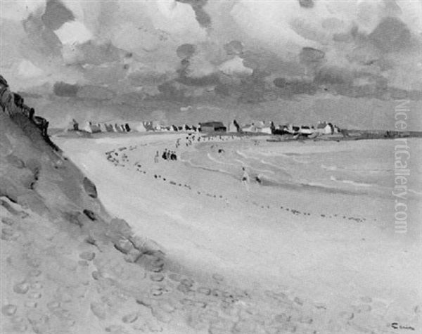 La Plage De Saint Guenole Oil Painting by Edmond Ceria