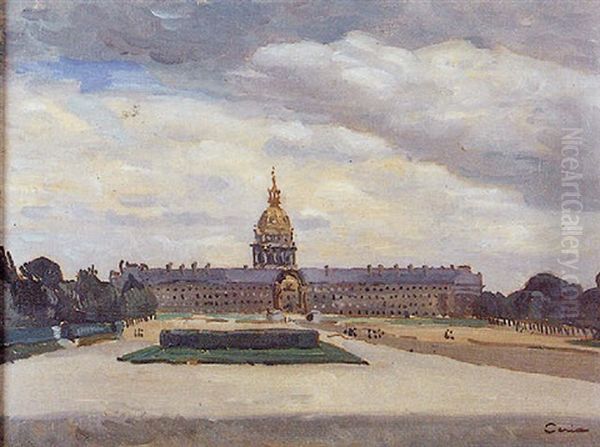 Les Invalides Vus Du Pont Alexandre Iii Oil Painting by Edmond Ceria