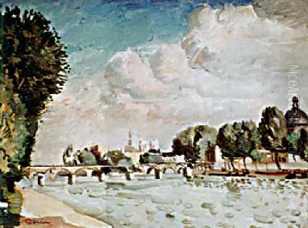 La Passerelle Des Arts A Paris Oil Painting by Edmond Ceria