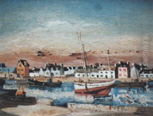 Le Port Du Guilvinec Oil Painting by Edmond Ceria