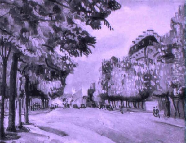 Boulevard A Paris Oil Painting by Edmond Ceria
