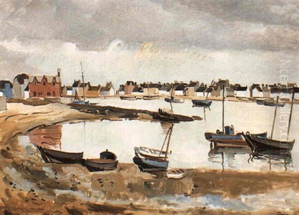 Petit Port De Peche Au Pays Bigouden Oil Painting by Edmond Ceria