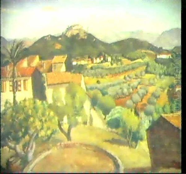 Sudliche Hugellandschaft Mit Hausergruppe Oil Painting by Edmond Ceria