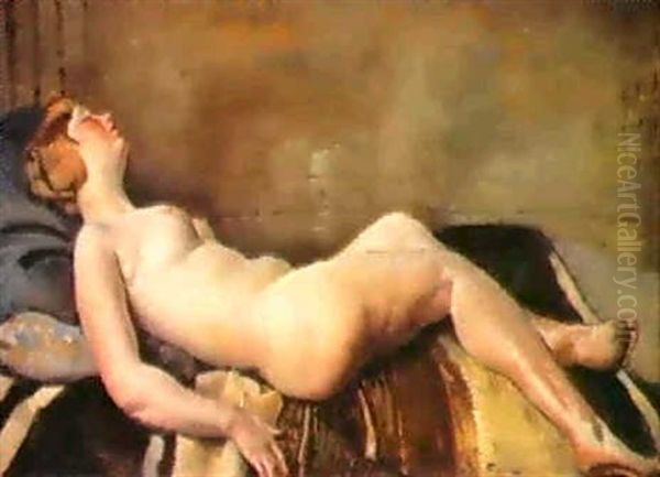 Jeune Femme Une Nue Allonge Oil Painting by Edmond Ceria
