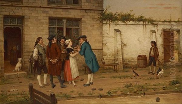 Les Apprets De La Boule Sous Louis Xv Oil Painting by Theodore Ceriez