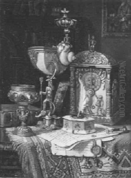 Antiquitatenstilleben Oil Painting by Ernst Cernotzky