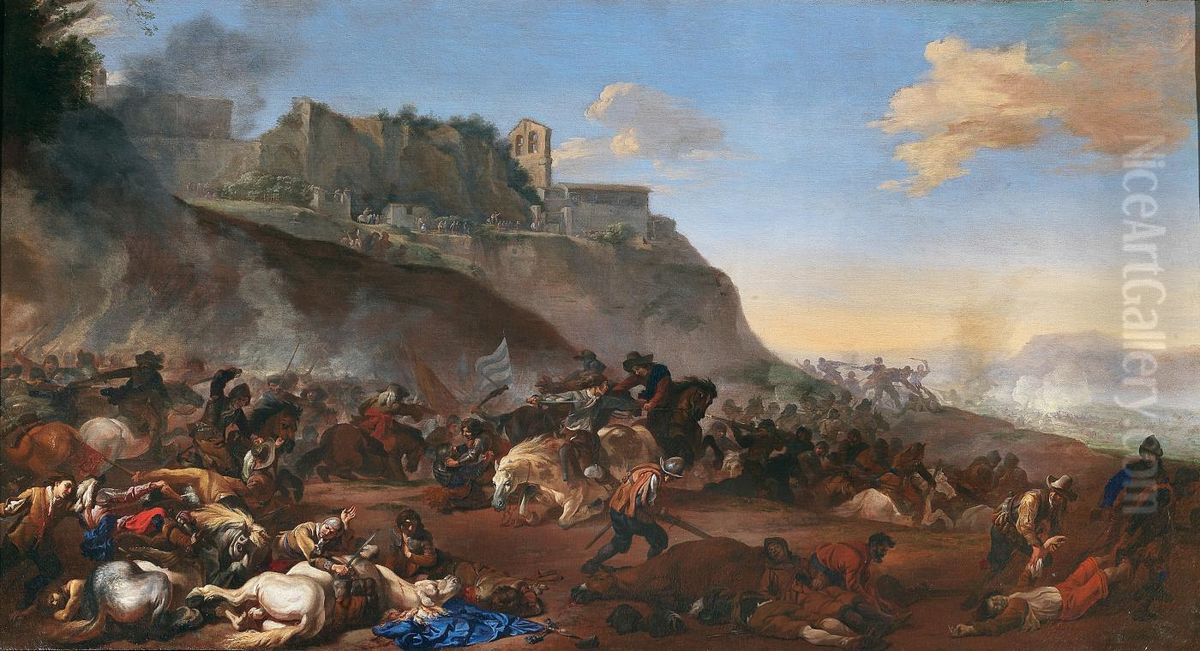 Battle Scene Oil Painting by Michelangelo Cerquozzi