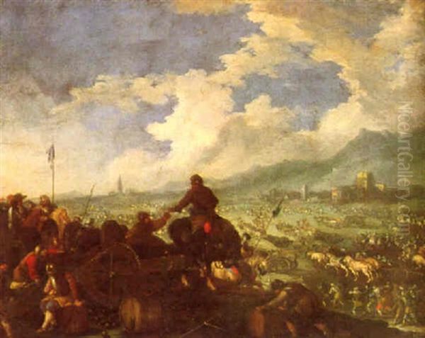 Depart Pour La Guerre Oil Painting by Michelangelo Cerquozzi