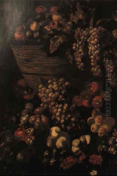 Korg Fylld Med Applen Och Druvor... Oil Painting by Michelangelo Cerquozzi